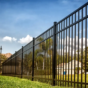 Ağır çinko kaplı Modern çelik çit siyah renk dökme galvanizli demir çelik çit Panel bahçe çit dekoratif - Product Image 5