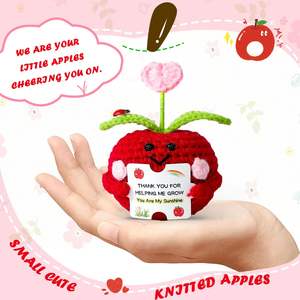 Mini Peluche de Manzana Positiva Tejida a Crochet con Tarjeta, Regalo de Agradecimiento, Cumpleaños, Regalos de Fin de Año para Maestros, Regalos para Estudiantes - Product Image 3