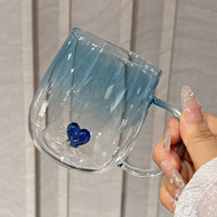 Mug en verre borosilicate 400 ml, résistant à la chaleur, tasse à café colorée avec une jolie poignée, tasse à lait, thé, eau