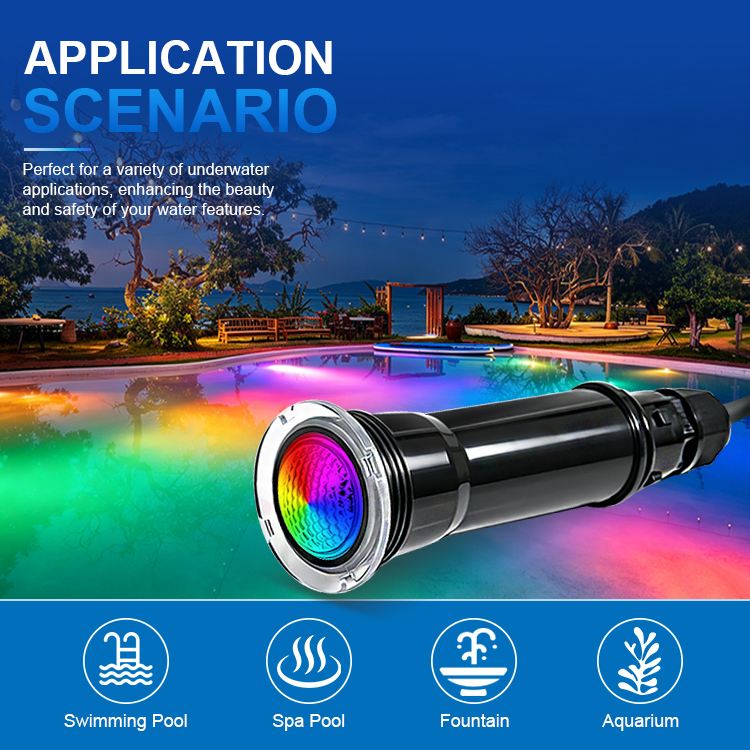 1.5 Inch Led Spa Pool Lights Replacement Multi Color Changing 12W 150FT 100FT Swimming Pool Light
