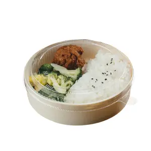 Hotsale Japanese Style Portable Lunch Food Box Wooden Sushi Box with Clear PET Lid