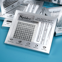 Prix d'usine Kit d'extension de cils DIY avec boîte en papier argenté de 10-18mm, mélange de segments de cils et kit de bouquets de cils personnalisés