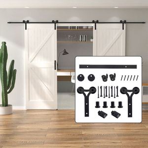 WEKIS Steel/Brass Barn Door Sliding Track System with 5-Year Warranty Modern Design for Bedroom & Garage - Product Image 1