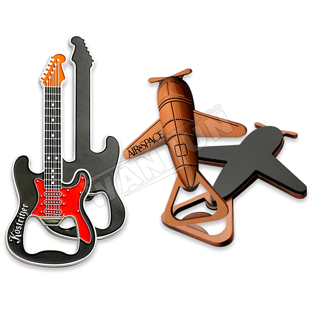 Оптовая продажа, недорогой 3d металлический медный самолет, магнит на холодильник, сувенирная открывалка для пивных бутылок