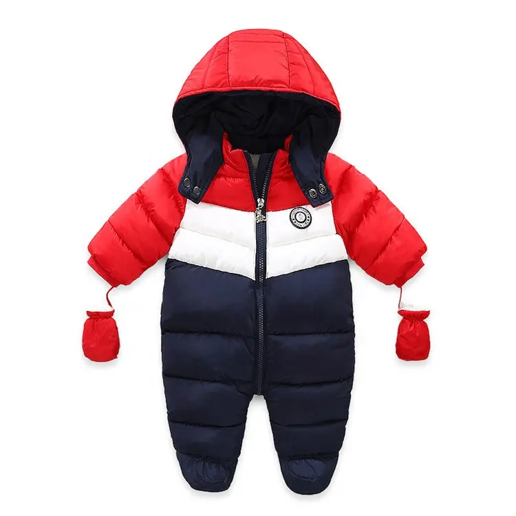 Barboteuse à capuche pour bébé nouveau-né, vêtements d'hiver en velours, avec lettre imprimée, à la mode, vente en gros, 2020
