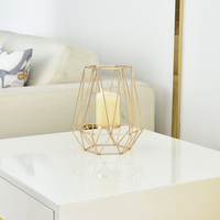 Porte-bougie géométrique en acier inoxydable, 2 pièces, support de Table en fer doré pour bougies