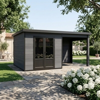 Caseta de Jardín Móvil Serie D de Madera WPC, Robusta, con Vidrio Antibalas, Temperatura Constante, Diseño Moderno, Caseta para Herramientas
