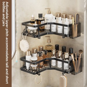 Bathroom Storage <b>Rack</b> Wall Mounted Storage <b>Rack</b> Wall Mounted Corner Storage <b>Rack</b> No Drilling Required - Product Image 2