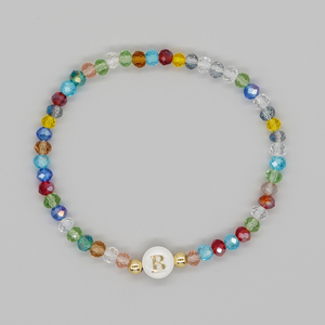 Bracciale Resoul personalizzato con perline di cristallo sfaccettate colorate, ciondolo con iniziale placcato oro, regalo <span class=keywords><strong>per</strong></span> donne e ragazze - Product Image 5