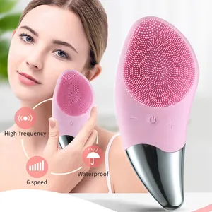 2024 Best Sell Equipment Ultrasonic Silicone Waterproof Face Massager Electric Facial Double Cleansing Brush