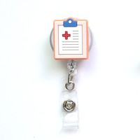 Nouveau design, porte-badge rétractable en PVC écologique de haute qualité pour infirmière, imprimé en typographie, avec motif de dessin animé mignon pour carte d'identité