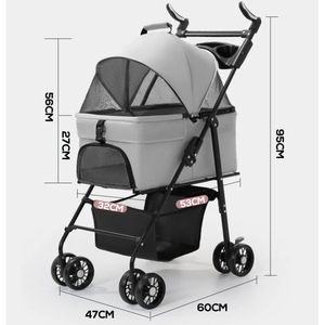 <span class=keywords><strong>Poussette</strong></span> pour animaux de compagnie pliable et portable de luxe, légère, en acier carbone écologique, 4,5 kg, avec poignée rotative à 360° et réglable, pour l'extérieur - Product Image 3