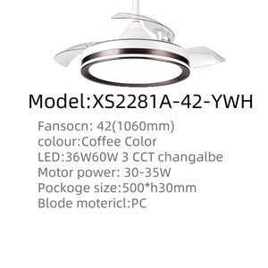 Ventiladores de Techo con Control Remoto, Lámpara de Ventilador Decorativa para Dormitorios, Ventilador LED Retráctil - Product Image 3