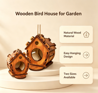 Nouvelle Arrivée Décoration de Jardin Extérieur Maison Suspendue en Bois Massif pour Oiseaux Cage à Perroquets & Boîte de Reproduction