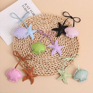 Macaron Color Pu Leather Starfish Shell Pendant Decorative <b>Bag</b> <b>Charm</b> Cute Ocean Themed Gift Keychain for Women - Product Image 5