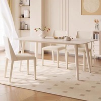 Ensemble de table à manger en pierre frittée de style crème moderne, table à manger rectangulaire nordique pour petit appartement
