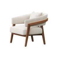 Chaises d'appoint de salon en fourrure d'agneau en laine de mouton de luxe Cadre en bois massif Accoudoir de loisirs Chaises de canapé de salon