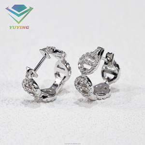Pendientes de aro con forma de nariz de cerdo, chapados en oro, plata de ley 925, moissanita VVS, pasan el test de diamantes, certificado GRA. - Product Image 2