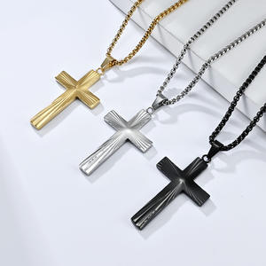 Titanium Steel Radial <b>Cross</b> Pendant Men's Necklace Stainless Steel Gift Jewelry - Product Image 2