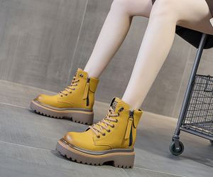 Botas de Motociclista Vintage <span class=keywords><strong>2025</strong></span> para Mujer - Botines Retro con Suela Gruesa, Parte Superior de PU, Impermeables, Versátiles, Botas Cortas de Combate - Product Image 3