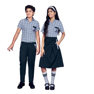 Conjunto de uniforme escolar a cuadros de algodón para niños y niñas de primaria, tela Oxford con talla personalizada disponible - Product Image 2