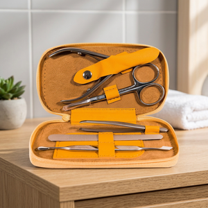 Kit de manucure en acier inoxydable avec étui, ensemble de manucure portable, style classique pour adultes, coupe-ongles 3 en 1 - Product Image 2