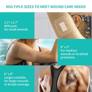 Apósito de película de PU transparente estéril, protector impermeable para ducha, vendaje adhesivo para tatuajes y heridas, parche de fijación para cánula IV - Product Image 5