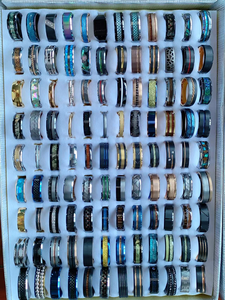 Nhà Máy Đồ Trang Sức Thời Trang 8Mm 4Mm Nghiền Đen Meteite Inlay Đen Tungsten Nhẫn Cho Nam Giới Nhẫn Vàng Sandblasted Nhẫn Cưới - Product Image 6