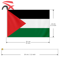 Vente en gros chaude polyester 14*21cm drapeau national de la Palestine drapeau de main palestinien tenu dans la main pour la promotion