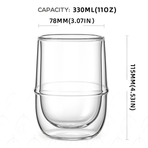 Prêt à expédier 330ml 11oz gobelet isolé en borosilicate tasse en <span class=keywords><strong>verre</strong></span> à double paroi 2 pièces ou 4 pièces par boîte pour verres - Product Image 3