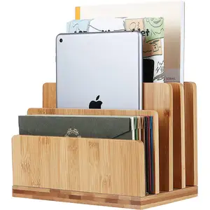 Hot Sales 4 Slots Wooden Desktop File Organizer for Letters Envelopes Letterhead Folders Paper Receipts