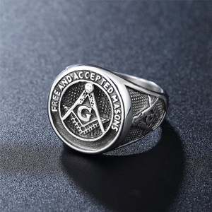 Anello Massonico Vintage in Acciaio Inossidabile di Alta Qualità per Uomo, Modello Master <span class=keywords><strong>Mason</strong></span> - Product Image 3