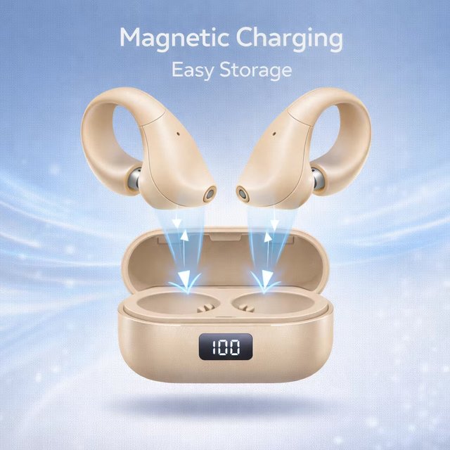Wireless Open Ear Clip Headphones with Comfortable Fit and Low Latency Audio