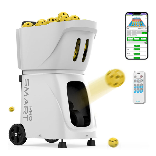 SHAREWELL PUSUN PP-Smart Pro 85 Balls Capacity Tennis Machine, Smartphone APP Controlled Portable Trainer for Outdoor Games