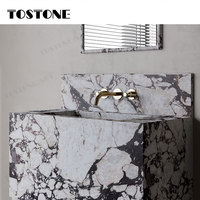 Lavabo sur pied en marbre Calacatta Viola italien populaire, design intérieur luxueux Tostone, pour utilisation dans les appartements haut de gamme