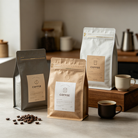 Sacs d'emballage à fond plat en gros, sacs refermables à fermeture éclair 250g 340g 500g, pochettes à valve pour grains de café, sacs à café personnalisés