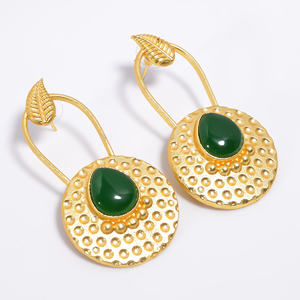 Girls Fashion 14k Gold Plated Brass Drop <b>Earrings</b> <b>Handmade</b> Trendy Gemstone Jewelry for Weddings Direct From the Exporter - Product Image 2