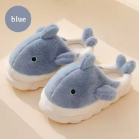 Bleu requin diapositives chaussure intérieur peluche animaux requin pantoufles chaussures plates maison pantoufles animaux en peluche pantoufles