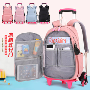 Factory Customized logo Mochilas Escolares Children Kids Rolling <b>Backpack</b> School Bag Wheels Trolley Bag for Girls - Product Image 2