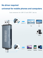   Lector de Tarjetas de Memoria USB 2.0 3 en 1 OTG de Aluminio OEM, Adaptador USB Tipo C para Android, iPhone y Laptop