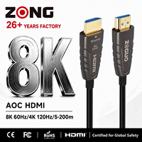 Câble HDMI2.1 en fibre optique AOC pour étendre le signal vidéo 8K pour l'installation de téléviseurs muraux et de projecteurs
