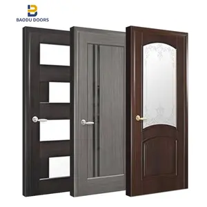BaoDu उच्च गुणवत्ता ठोस इंटीरियर बाहरी लकड़ी के दरवाजे मुख्य दरवाजा डिजाइन डबल दबाया लकड़ी के दरवाजे