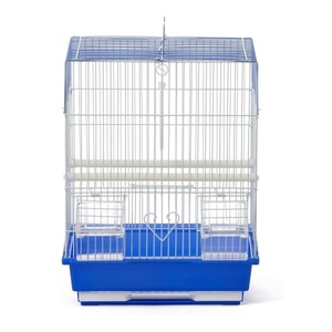 Flat Top economia <span class=keywords><strong>parrocchetto</strong></span> e piccola gabbia per uccelli con filo bianco, Base in plastica colorata con vassoio rimovibile, gabbia per uccelli portatile - Product Image 1