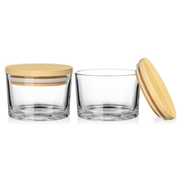 Bocaux à bougies transparents de 4 oz, petits bocaux en verre à large ouverture avec couvercles en bambou pour la fabrication de bougies, conteneur en vrac