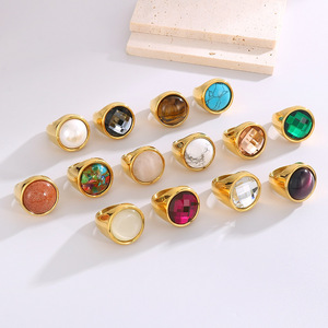 แหวนสแตนเลสสตีลเคลือบทอง 18K PVD หลายสีสันหรูหรา ประดับด้วยพลอยสีสันสดใส |   กันน้ำ ป้องกันการแพ้ และไม่ซีดจาง - Product Image 2
