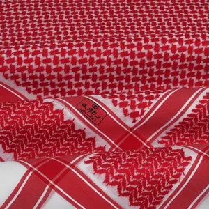 Vente en gros de haute qualité rouge arabe hommes Yashmagh Shemagh Wrap couvre-chef musulman Shemagh Omanais Keffiyeh Palestine écharpe