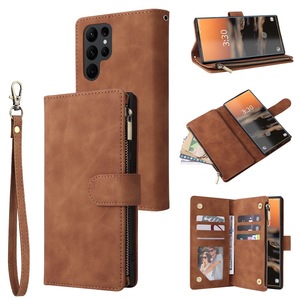 Étui portefeuille multifonctionnel à fermeture éclair en cuir PU magnétique pour téléphones mobiles S20, S21, S22, S23, S24 Plus et Ultra (modèle 2026) - Product Image 4