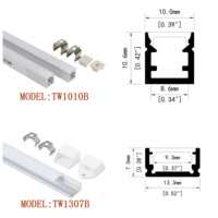 Profilé d'angle carré en aluminium Tungwille 10x10mm série 6063 pour éclairage LED linéaire, installation facile