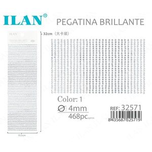Adesivi con strass Ilan 4mm bianchi 468 pezzi su grande cartoncino brillante - Product Image 1