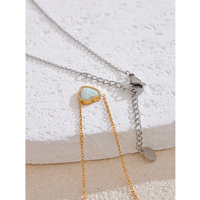 Collier pendentif cœur chic en opale australienne naturelle JINYOU 3718, bijoux délicats en acier inoxydable pour femmes, mode 2025